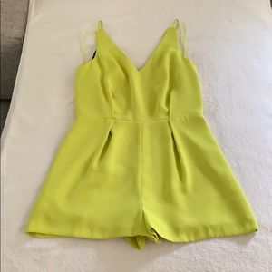 Lace back lime green romper
